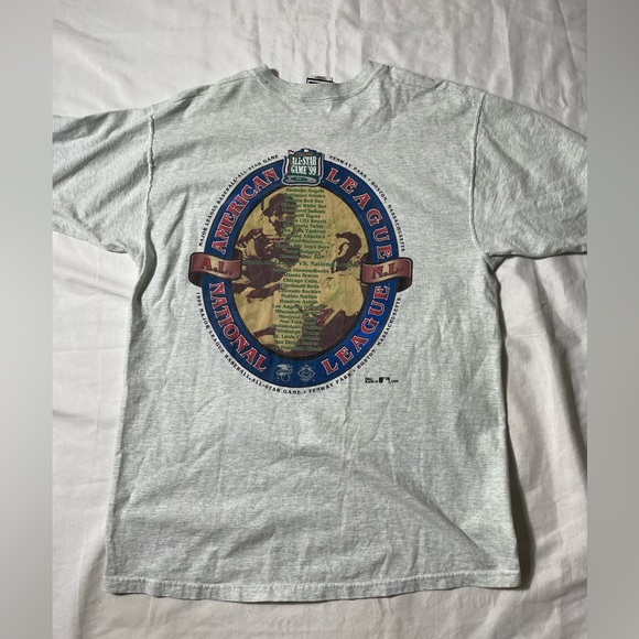 Vintage 90s 1999 MLB all star game Fenway park double sided t shirt pro player L - Picture 2 of 6